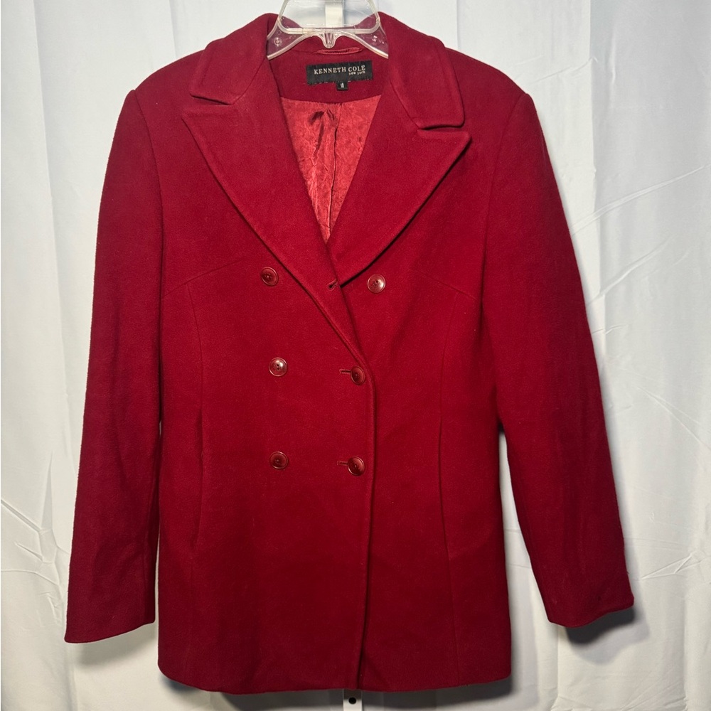Kenneth Cole Women's Deep  Red Lambs Wool and Cashmere Jacket/Coat Size 10